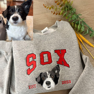 Custom Embroidered Sweatshirt With Pet Portrait