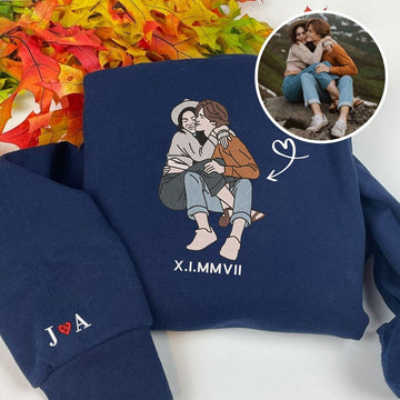 Embroidered Personalized Portrait from Your Photo Custom Embroidered Portrait Sweatshirt