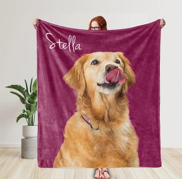 Custom Dog Face Blankets, Personalized Pet Photo Blanket, Fleece Dog Blankets, Customized Photo Throws, Dog Dad Gifts, Pet Lover Gifts