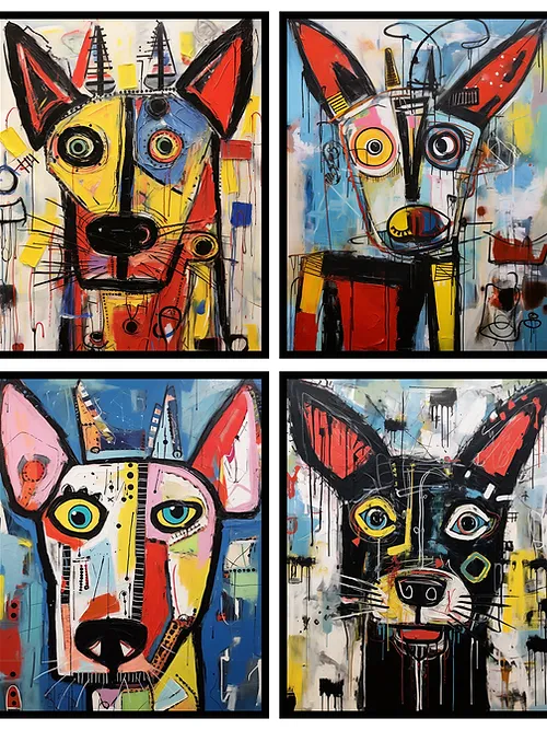 Abstract Cartoon Custom Pet Portrait Canvas