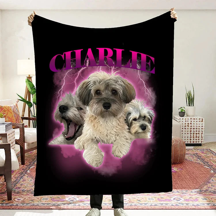 Personalized Pet Portrait Vintage Blanket