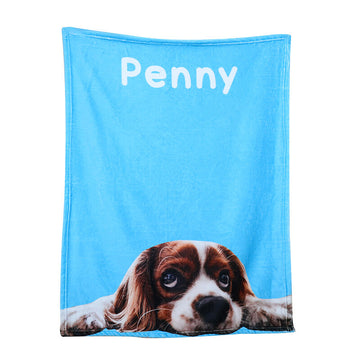 Custom Engraving Picture Blanket Blue