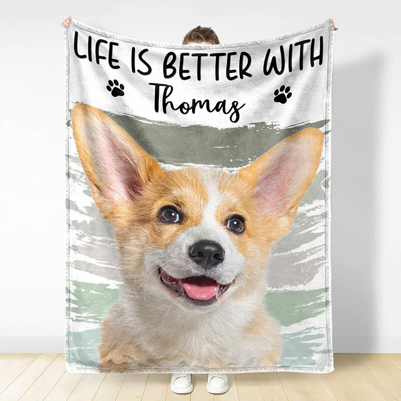 Personalized Photo Blanket with Custom Background Color Interesting Gift for Pet Lover