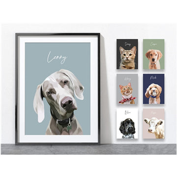 Custom Pet Portrait Personalized Dog Canvas Wall Art