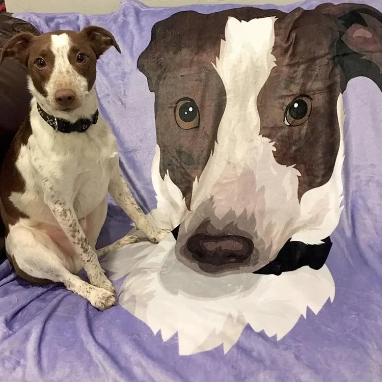 Personalized Pet Photo Blankets Painted Art Portrait Fleece Blanket