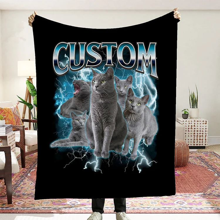 Personalized Pet Portrait Vintage Blanket