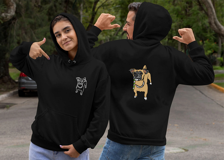 Custom Embroidered Pet Full Body Embroidery on the Front and Back of Sweatshirt Hoodie