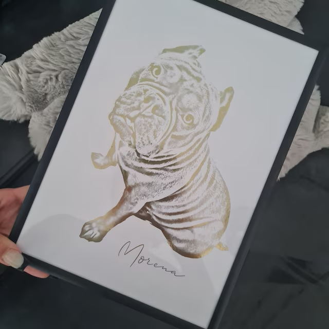 Custom Gold Foiled Pet Portrait Print - Pet Lover's Gift, Memorial Pet Gift