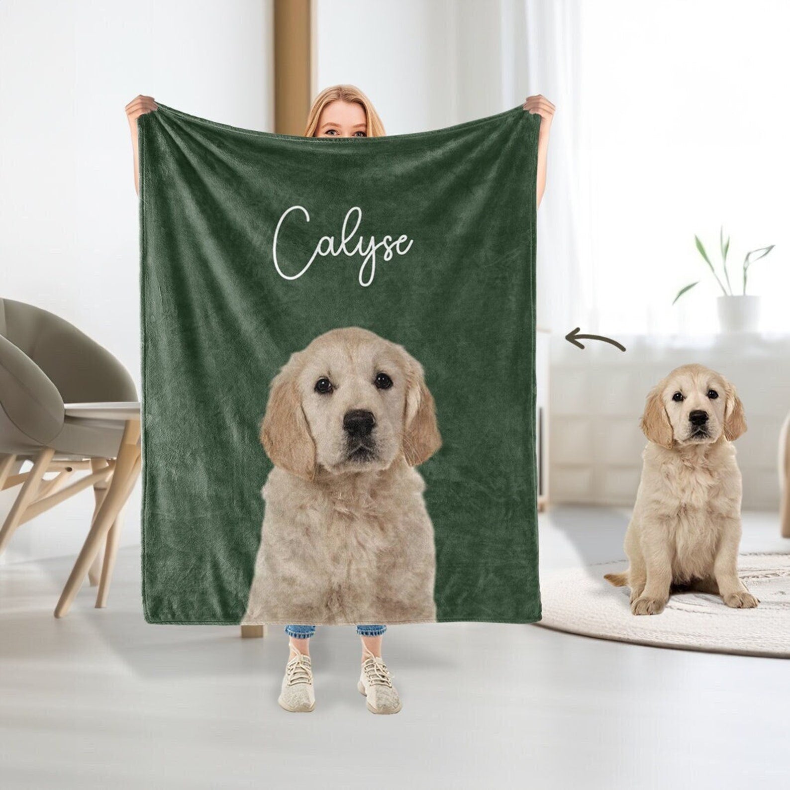 Custom Pet Print Fleece Sherpa Blanket Upload Multiple Pets