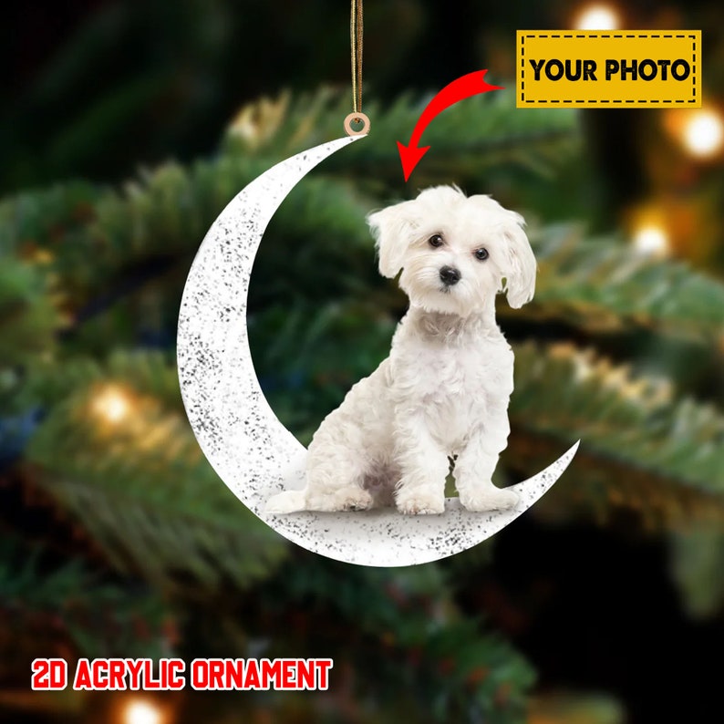 Dog Sit On The Moon Ornament Ornament for Dog Lover