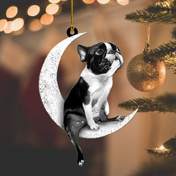 Dog Sit On The Moon Ornament Ornament for Dog Lover