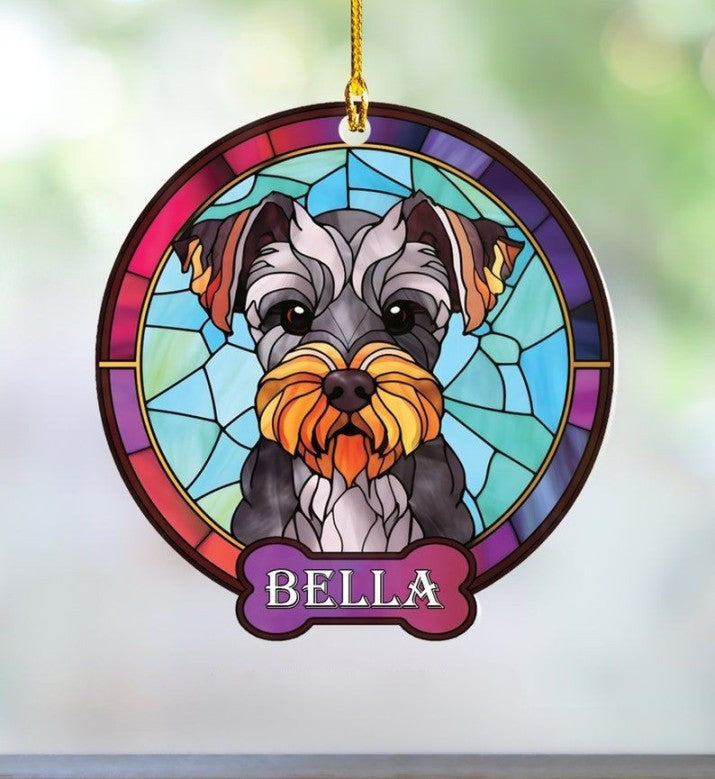 Personalized Schnauzer Ornament Custom Schanuzer Gift for Dog Lovers and Schnauzer Moms & Dads