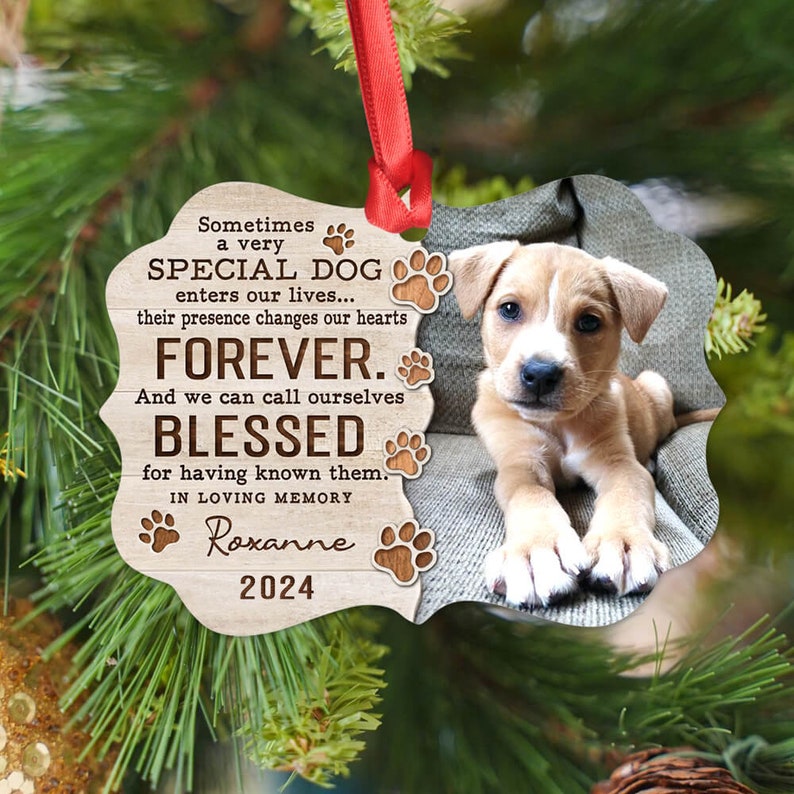 Personalized Photo Dog Loss Memorial Aluminum Ornament