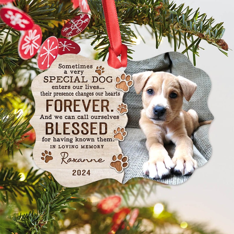 Personalized Photo Dog Loss Memorial Aluminum Ornament