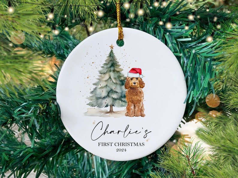 Personalised Dogs First Christmas Bauble Puppy's 1st Xmas Tree Decoration