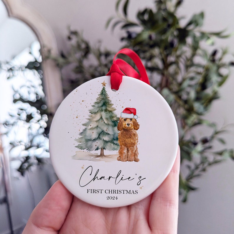 Personalised Dogs First Christmas Bauble Puppy's 1st Xmas Tree Decoration