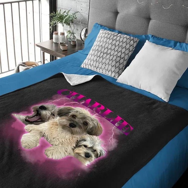 Personalized Pet Portrait Vintage Blanket