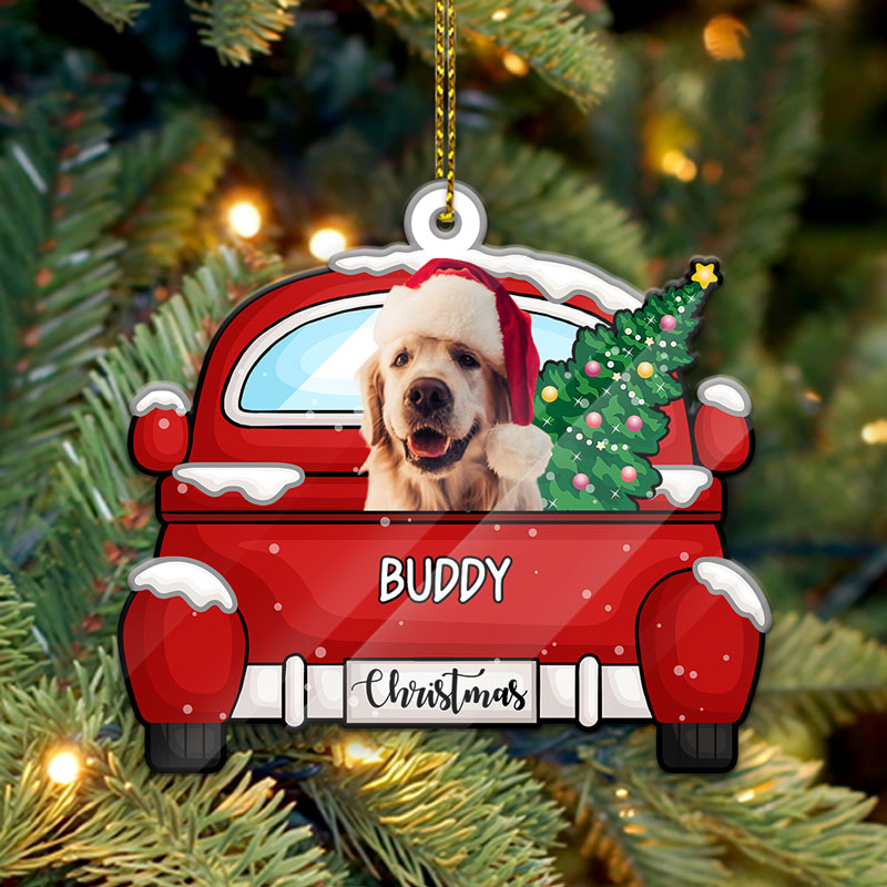 Personalized Christmas and Dog Photo Christmas Shaped Ornament Custom Photo Gift